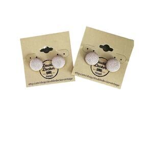 Small Pink Glitter Button Earrings